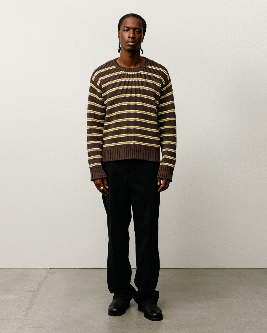 grobstrick-baumwollpullover mit streifen