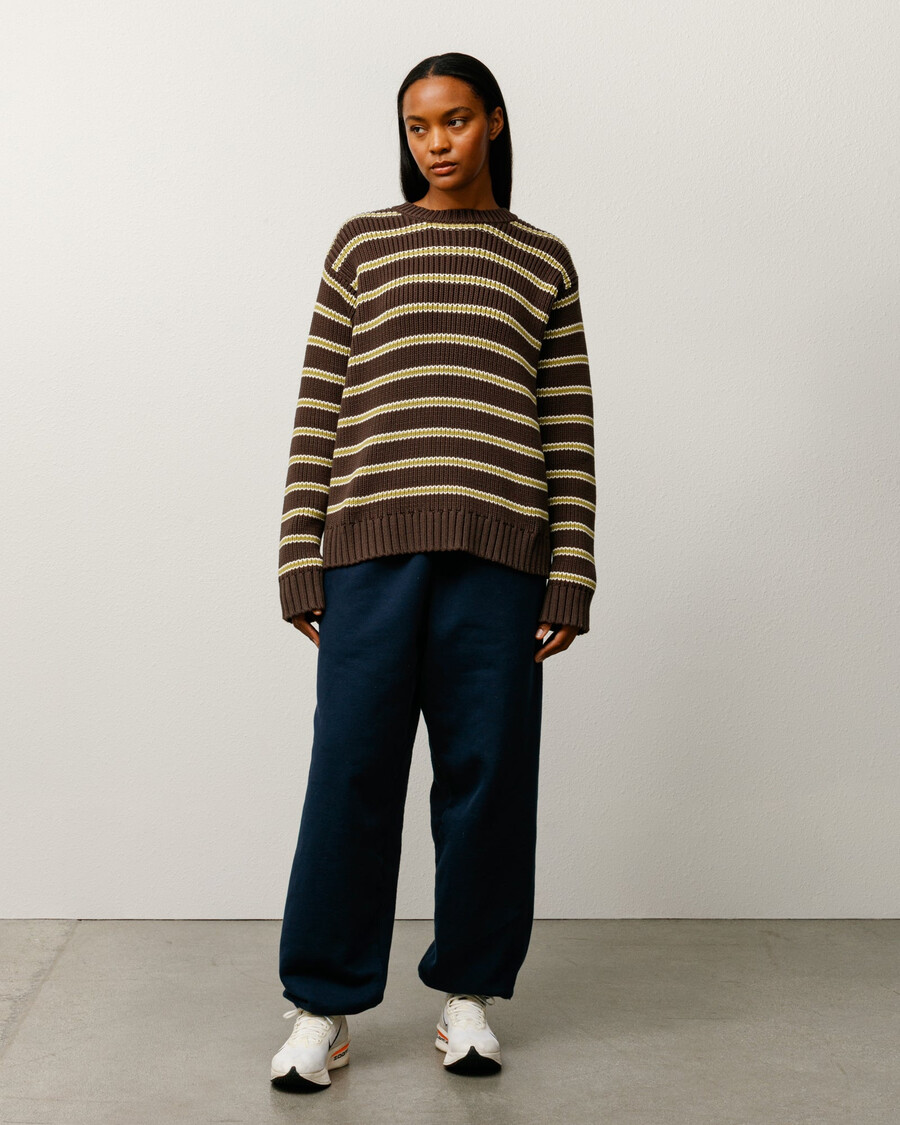 grobstrick-baumwollpullover mit streifen