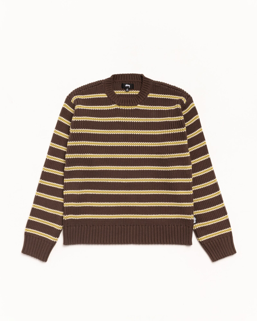 grobstrick-baumwollpullover mit streifen