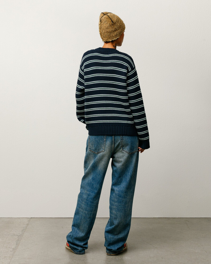 grobstrick-baumwollpullover mit streifen