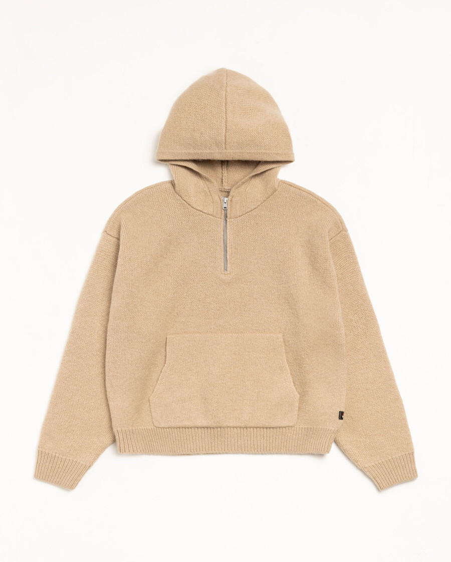 strickhoodie mit viertelreißverschluss