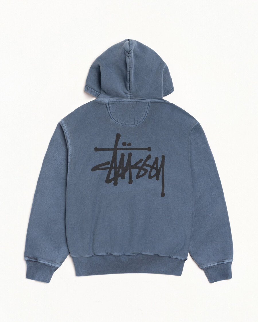 stüssy basic zip hoodie pigmentgefärbt