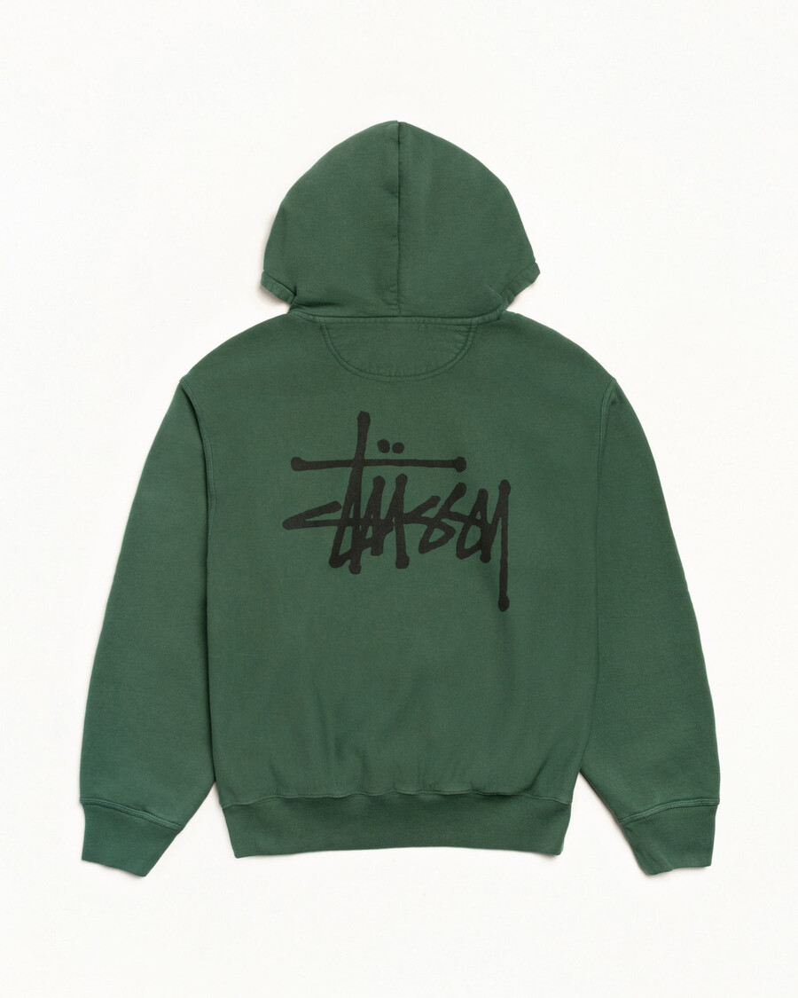stüssy basic zip hoodie pigmentgefärbt
