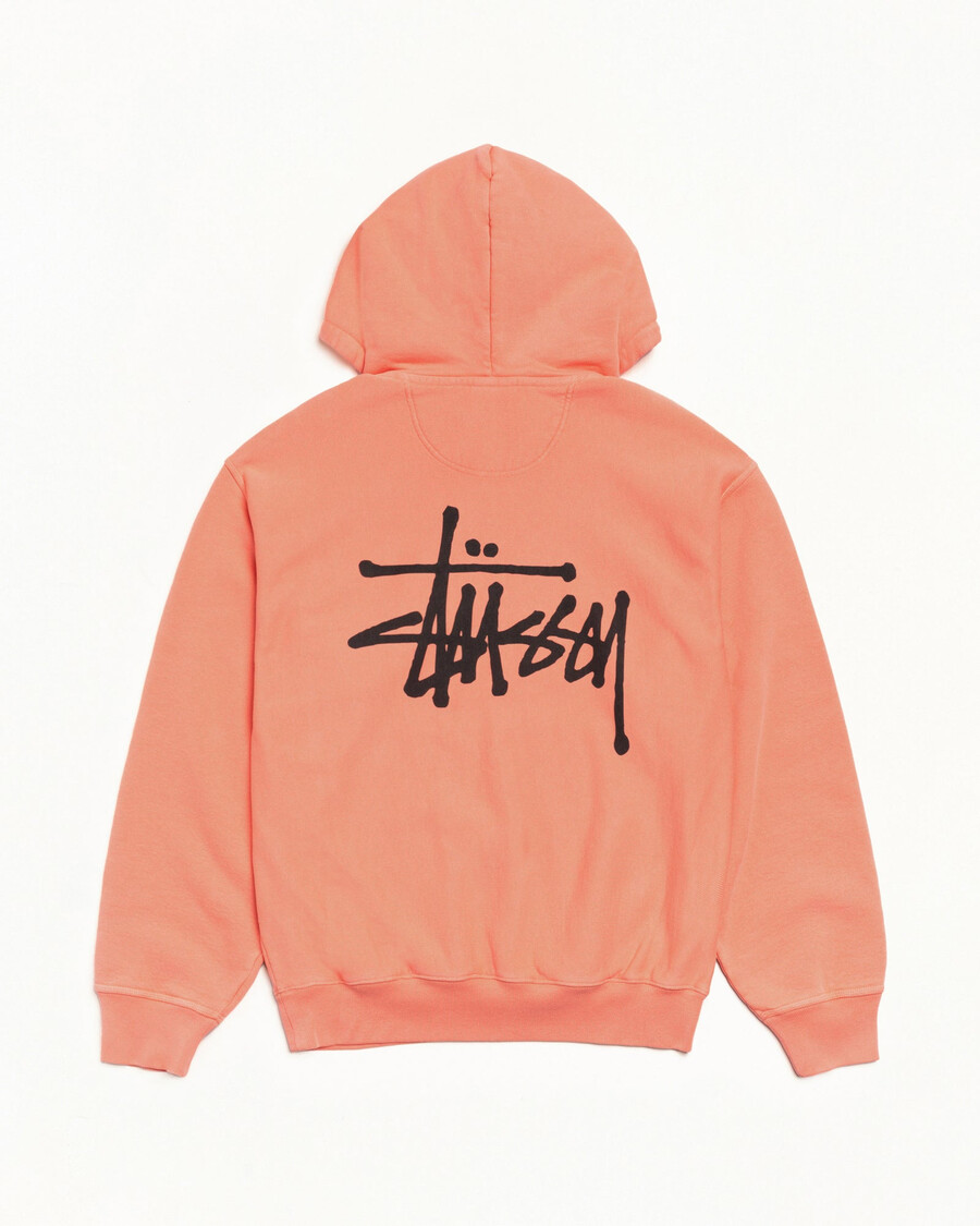 stüssy basic zip hoodie pigmentgefärbt