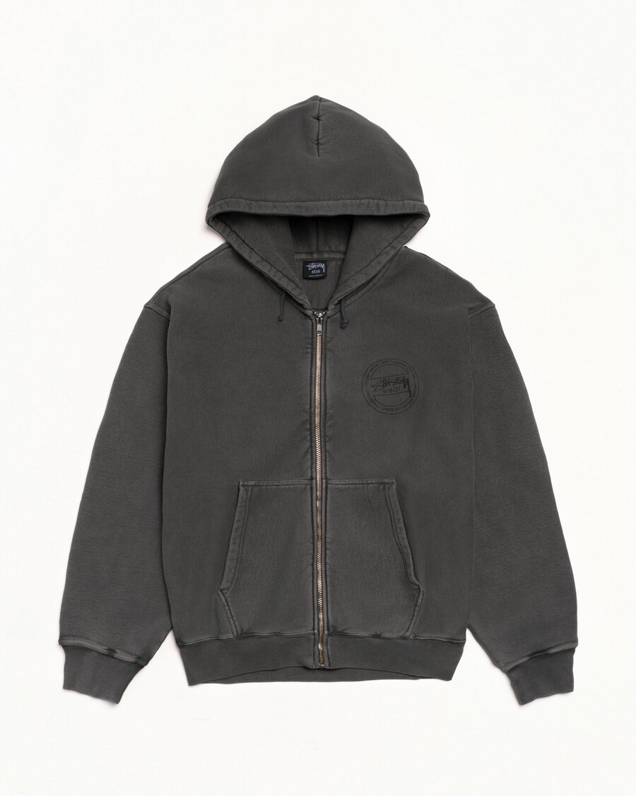 stüssy wear zip hoodie pigmentgefärbt