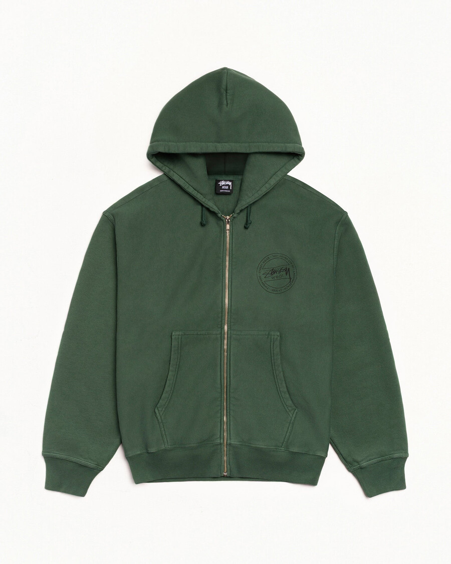 stüssy wear zip hoodie pigmentgefärbt